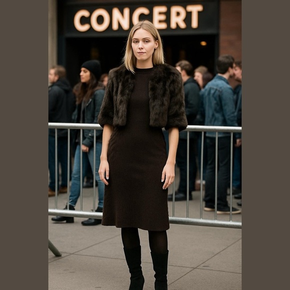 Vince Camuto Black Faux Fur Shrug Jacket Size S - Picture 2 of 8